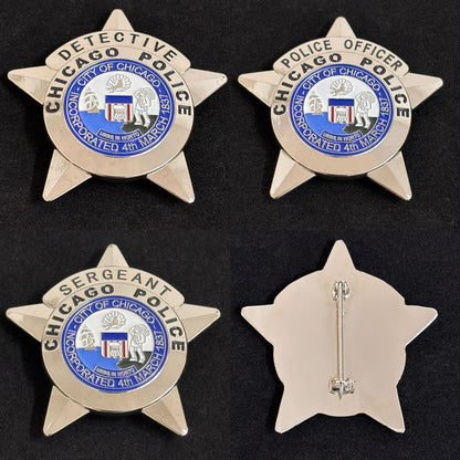 CPD Chicago Police Officer Detective Sergeant Badge Set Replica Movie Props