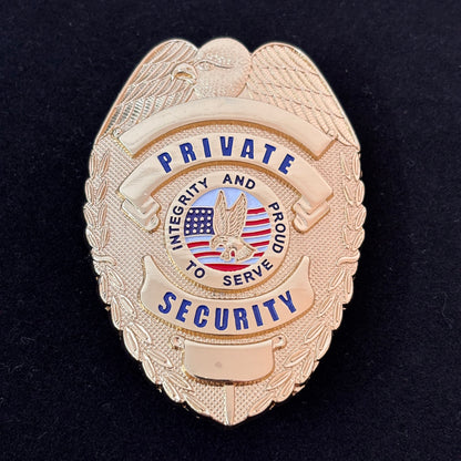 Integrity And Proud To Serve Private Security Badge Replica Movie Props Customizable number