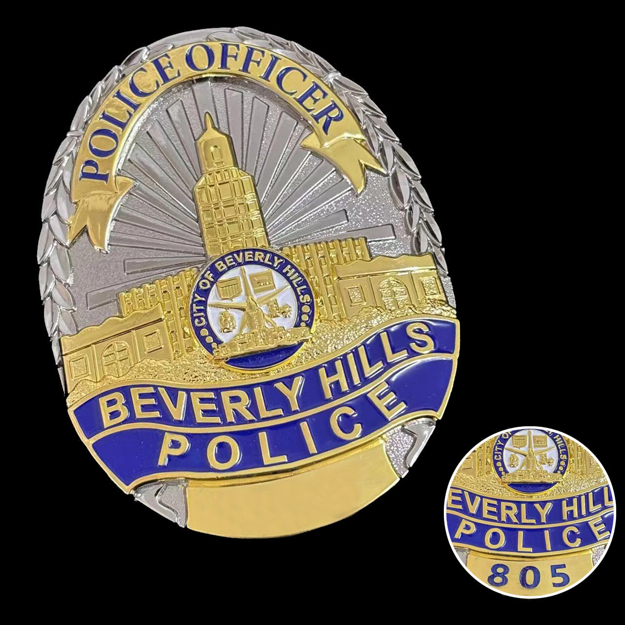 US Beverly Hills Detective Police Badge Replica Movie Props Customizable number