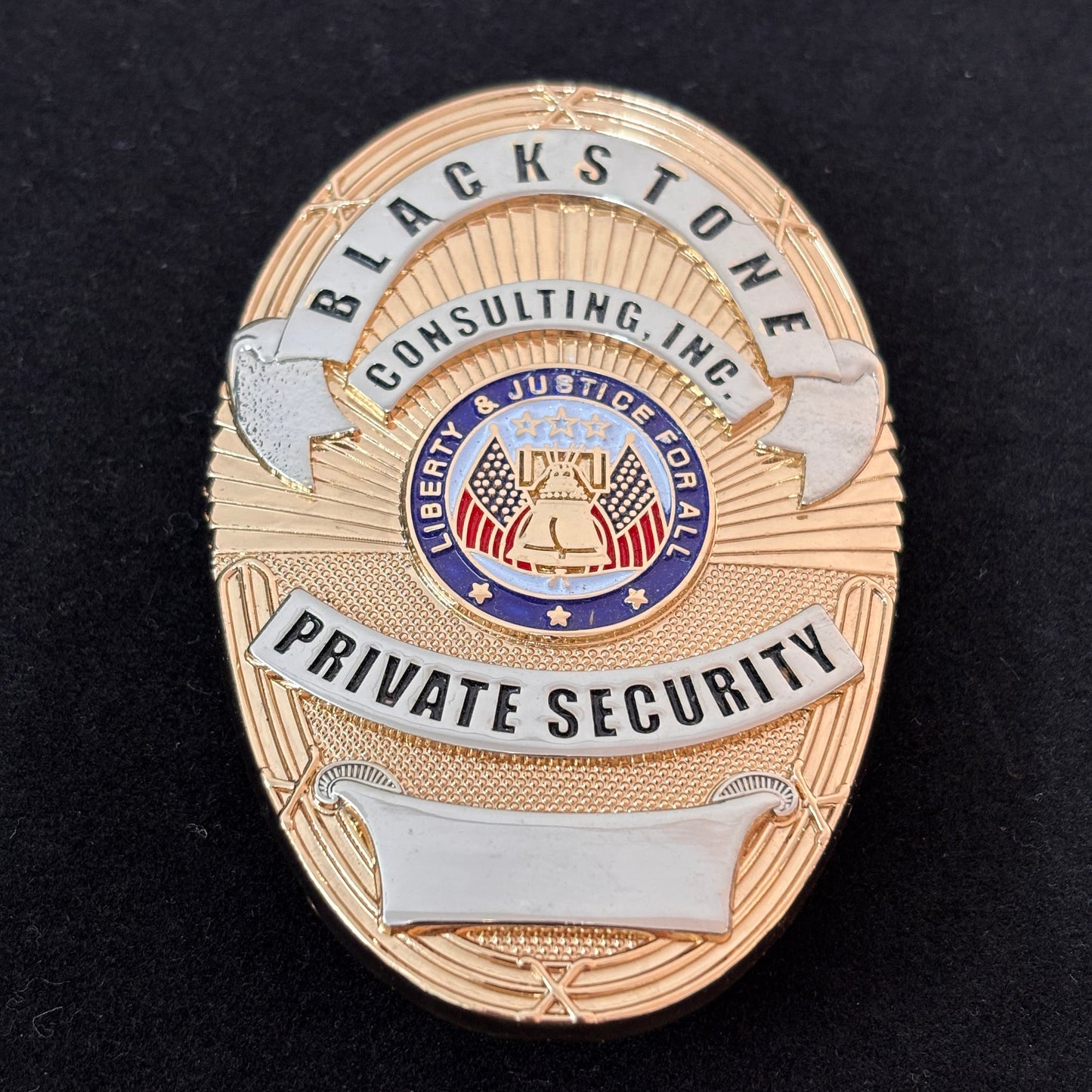 Liberty & Justice For All Blackstone Consulting, Inc. Private Security Badge Replica Movie Props Customizable number