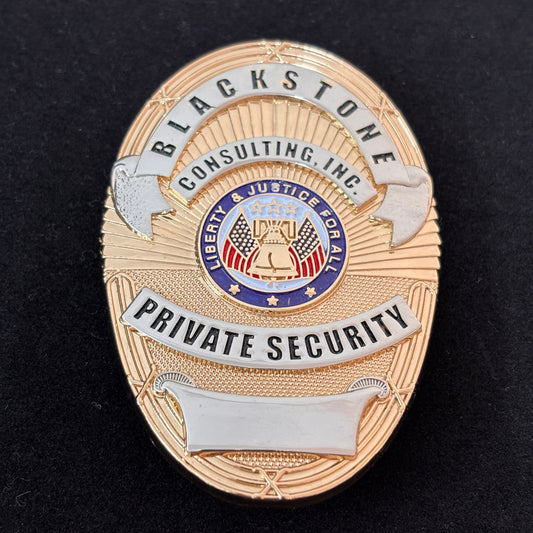 Liberty & Justice For All Blackstone Consulting, Inc. Private Security Badge Replica Movie Props Customizable number