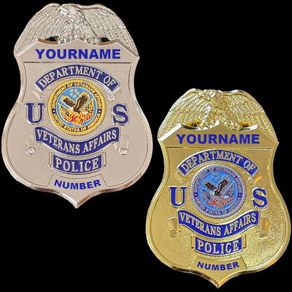 US Department Of Veterans Affair Police Badge Replica Movie Props Customizable Number & Name