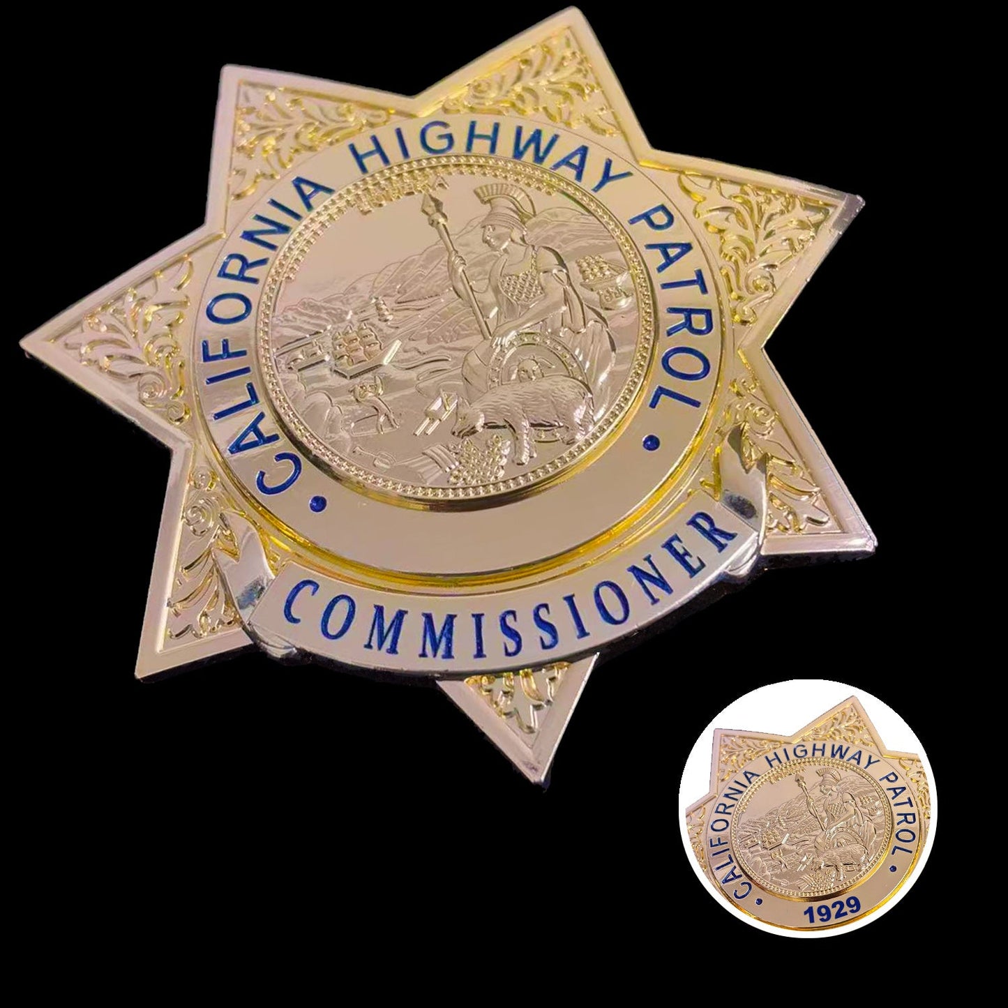 US CHP Commissioner highway patrol Badge Replica Movie Props Customizable Number