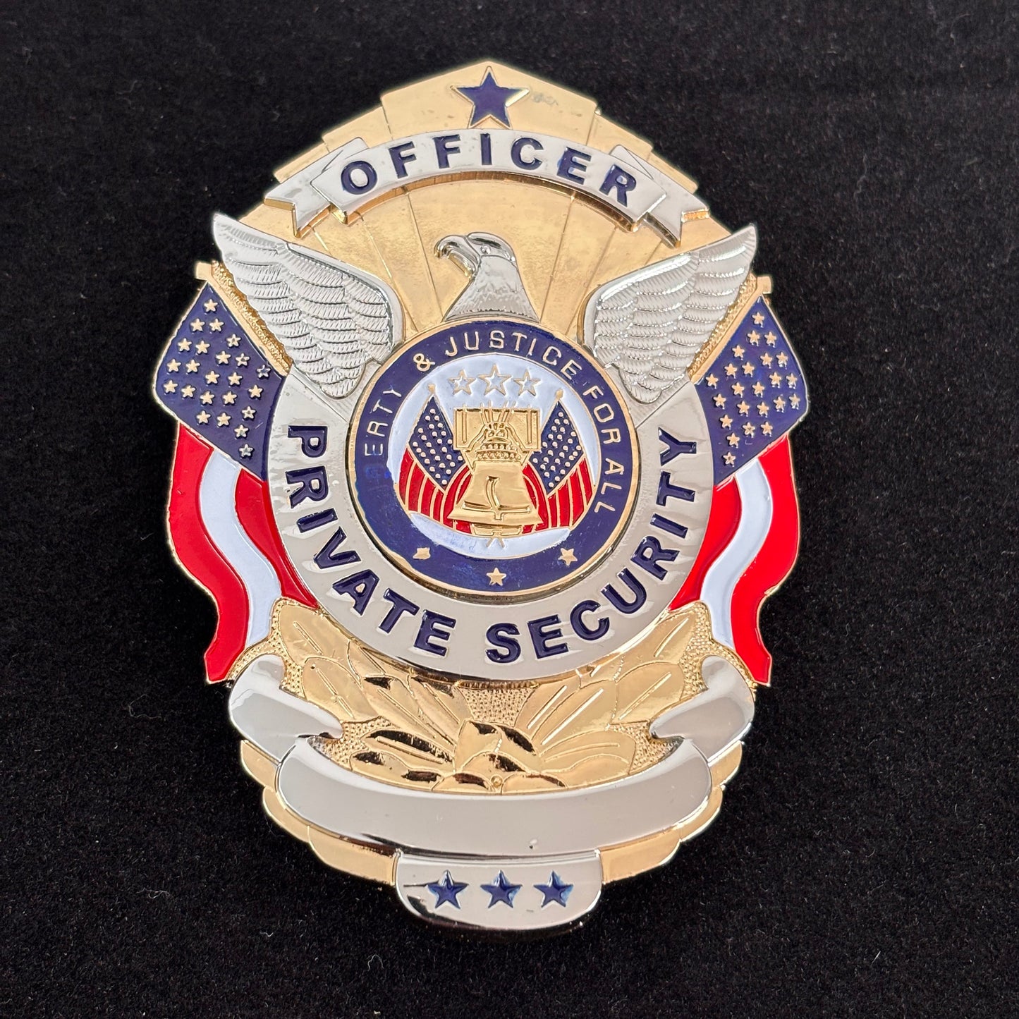 Liberty & Justice For All Officer Private Security Badge With Star Replica Movie Props