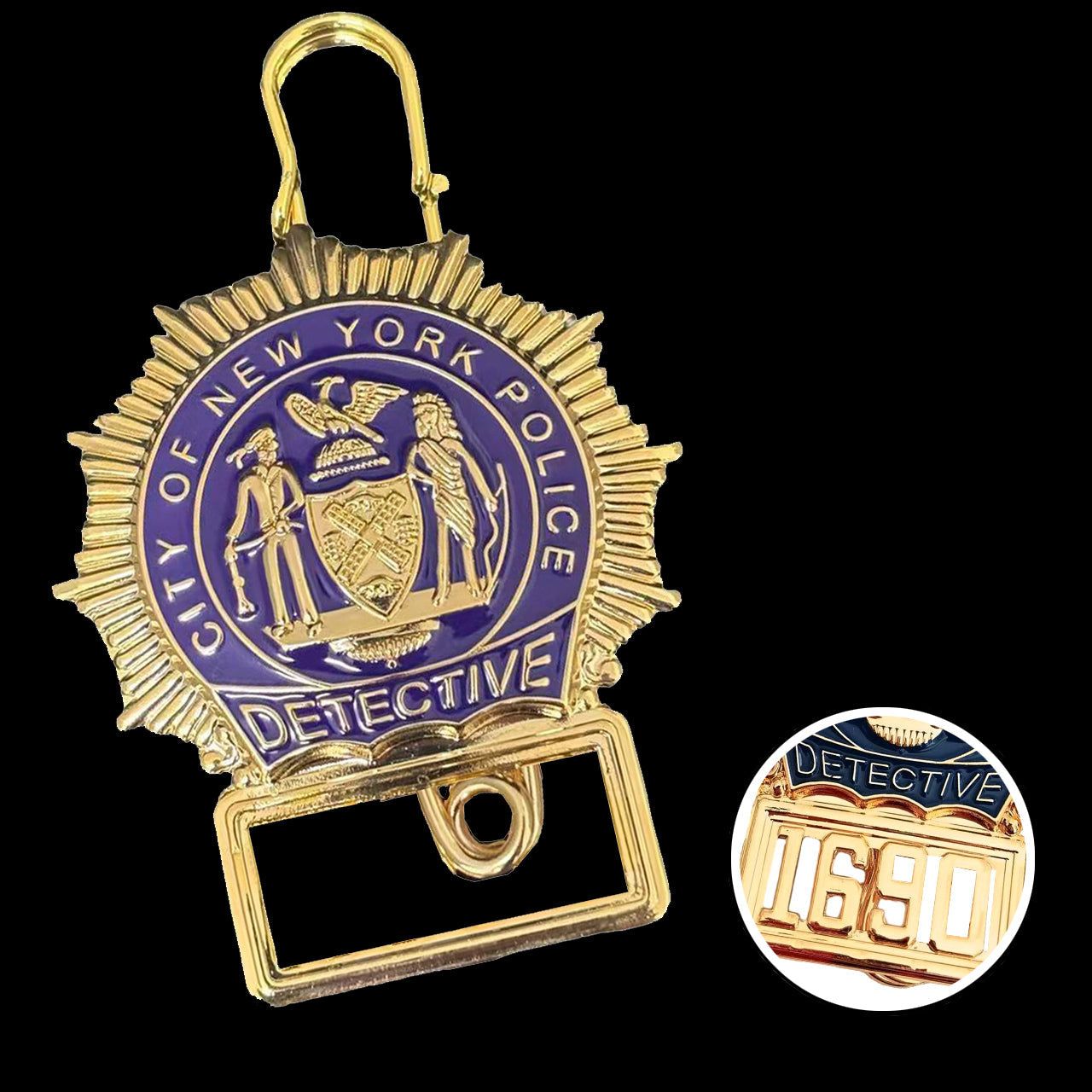 NYPD New York Police Detective Badge Replica Movie Props Customizable Number