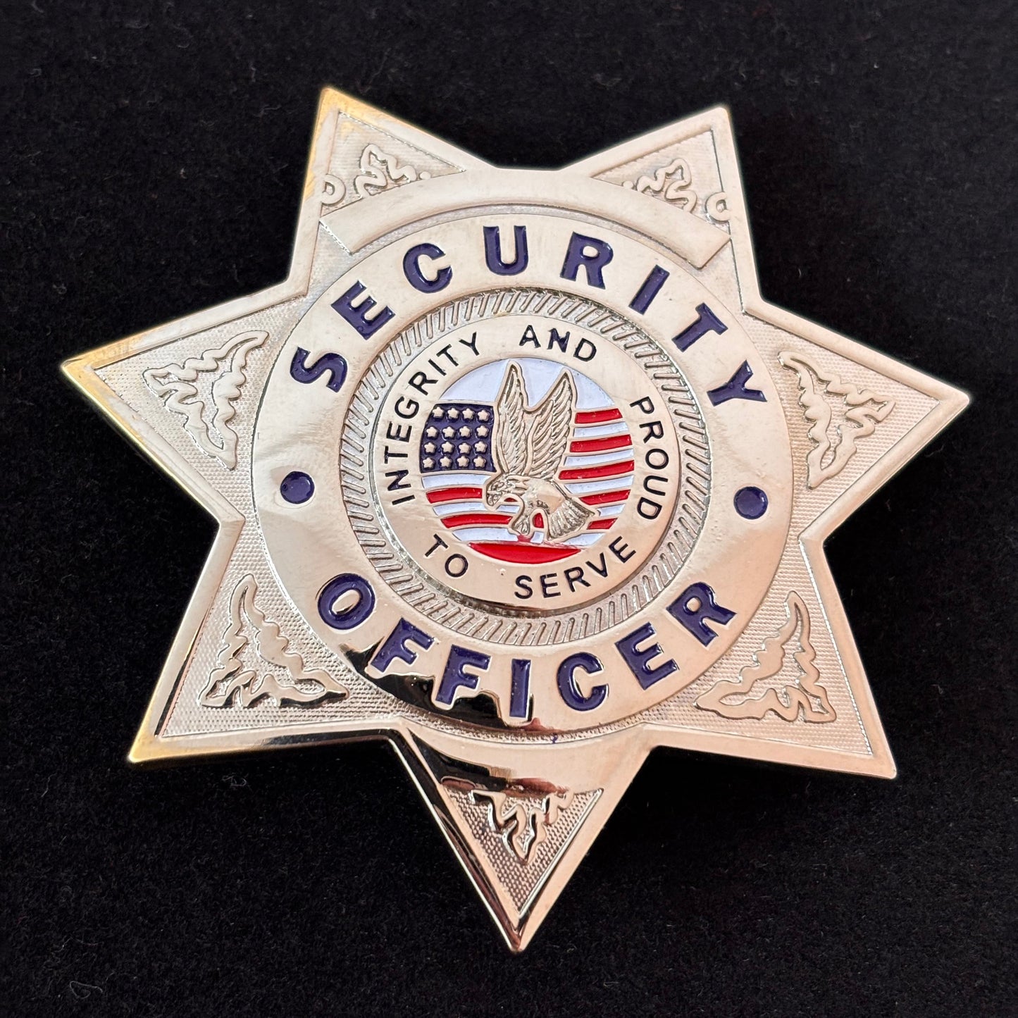 Integrity And Proud To Serve Security Officer Badge Replica Movie Props Customizable number