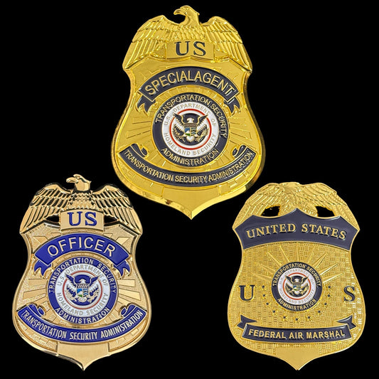 3 TSA U.S. Transportation Security Administration Badge Set Replica Movie Props