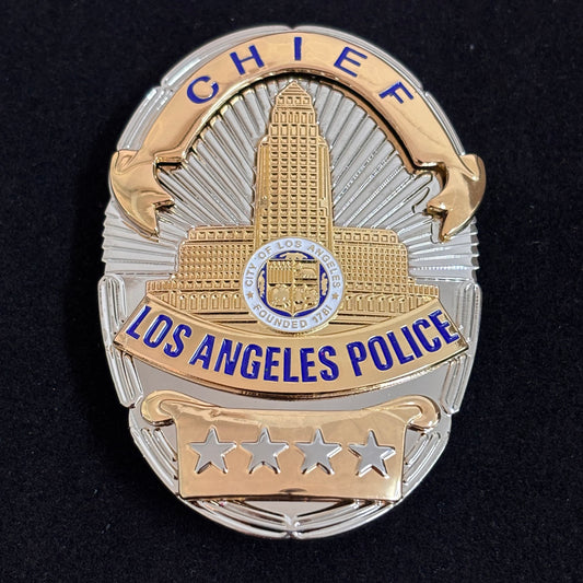 LAPD Chief Los Angeles Police Replica Badge Movie Props 4 Star